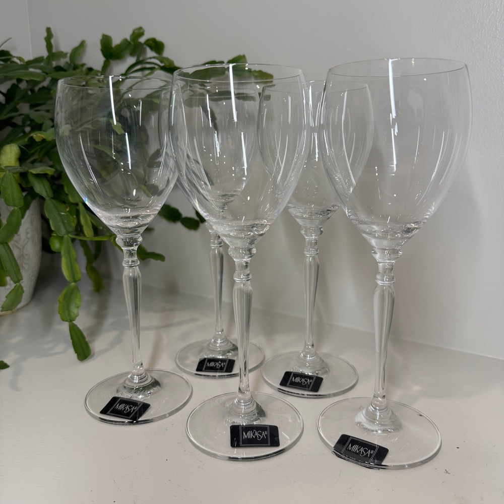 Mikasa Venezia Lead Crystal Water Goblets Set of 5 Austria T 7570-001 Clear NWT